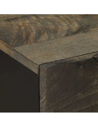 Comodino Nero 50x33x60 cm in Legno Massello di Mango