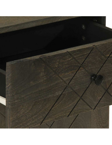 Comodino Nero 50x33x60 cm in Legno Massello di Mango