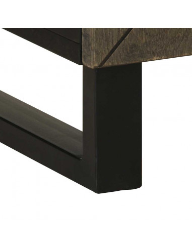 Comodino Nero 50x33x60 cm in Legno Massello di Mango