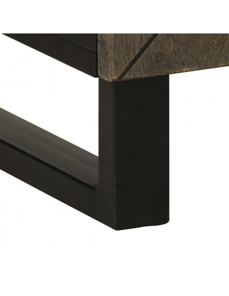Comodino Nero 50x33x60 cm in Legno Massello di Mango