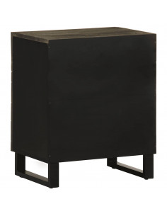 Comodino Nero 50x33x60 cm in Legno Massello di Mango