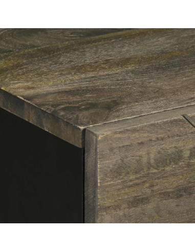 Comodino Nero 50x33x60 cm in Legno Massello di Mango