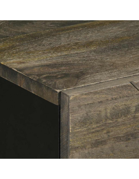 Comodino Nero 50x33x60 cm in Legno Massello di Mango