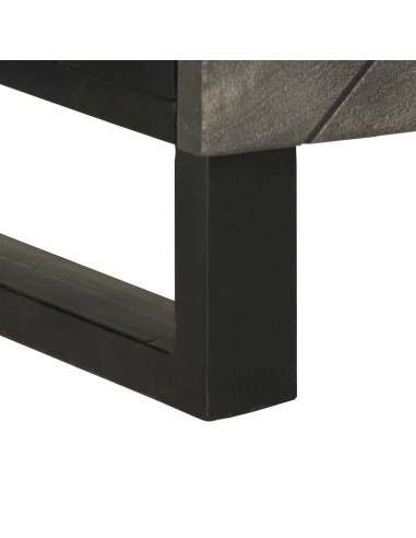 Comodino Nero 50x33x60 cm in Legno Massello di Mango