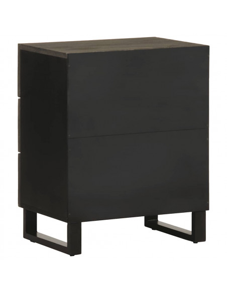 Comodino Nero 50x33x62 cm in Legno Massello di Mango