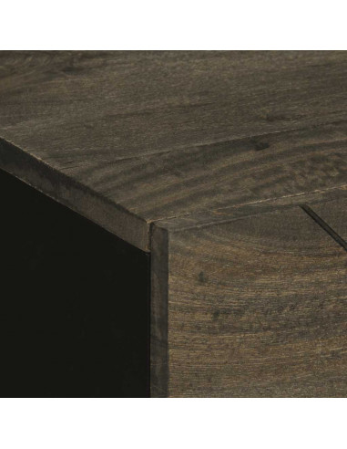 Comodino Nero 50x33x62 cm in Legno Massello di Mango