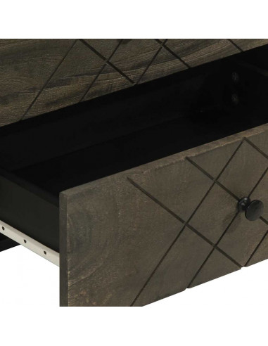 Comodino Nero 50x33x62 cm in Legno Massello di Mango