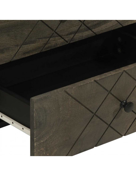 Comodino Nero 50x33x62 cm in Legno Massello di Mango