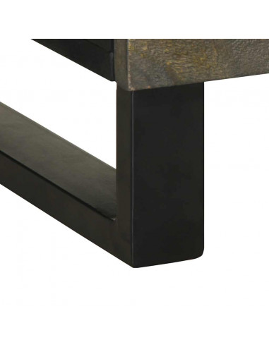 Comodino Nero 50x33x62 cm in Legno Massello di Mango