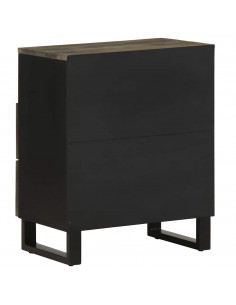 Comodino Nero 50x33x62 cm in Legno Massello di Mango