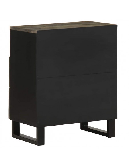 Comodino Nero 50x33x62 cm in Legno Massello di Mango