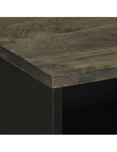 Comodino Nero 50x33x62 cm in Legno Massello di Mango