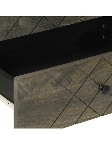 Comodino Nero 50x33x62 cm in Legno Massello di Mango