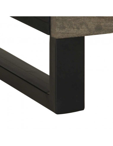 Comodino Nero 50x33x62 cm in Legno Massello di Mango