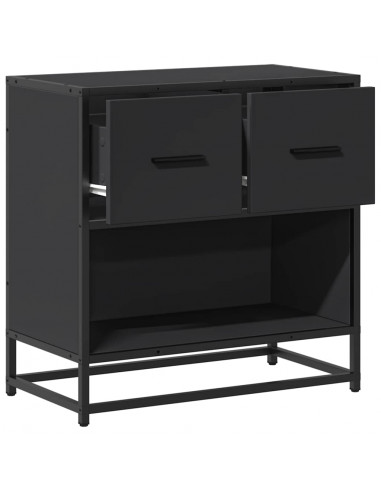 Comodino Nero 60x31x60 cm in Legno Multistrato e Metallo