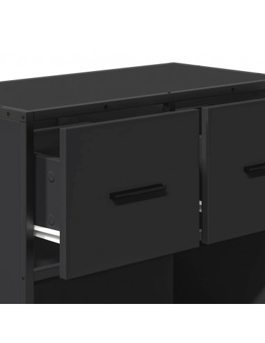 Comodino Nero 60x31x60 cm in Legno Multistrato e Metallo