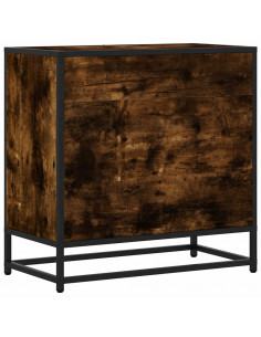 Comodino Rovere Fumo 60x31x60 cm in Legno Multistrato e Metallo