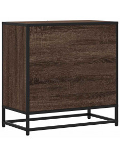 Comodino Rovere Marrone 60x31x60 cm Legno Multistrato e Metallo