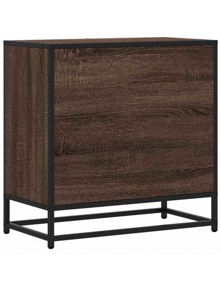 Comodino Rovere Marrone 60x31x60 cm Legno Multistrato e Metallo