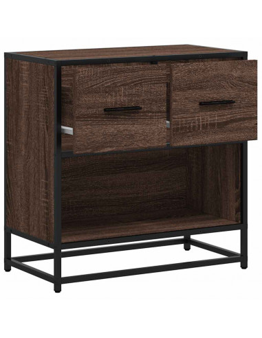 Comodino Rovere Marrone 60x31x60 cm Legno Multistrato e Metallo