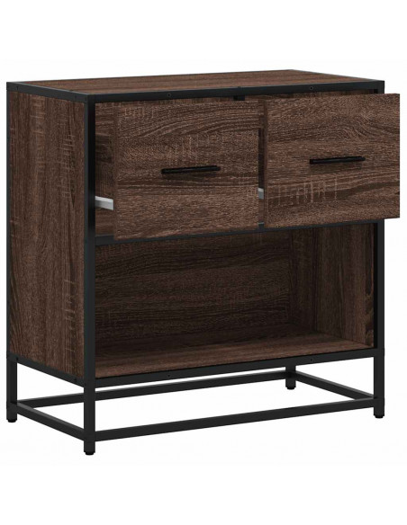 Comodino Rovere Marrone 60x31x60 cm Legno Multistrato e Metallo