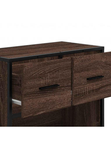Comodino Rovere Marrone 60x31x60 cm Legno Multistrato e Metallo
