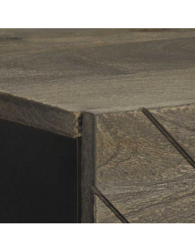 Credenza Nera 40x33x110 cm in Legno Massello di Mango