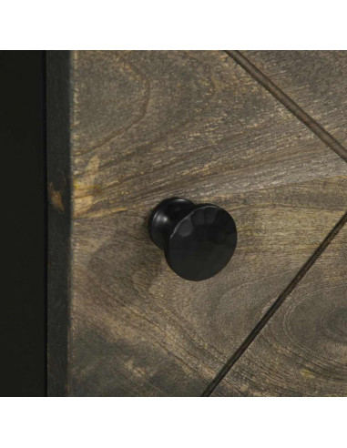 Credenza Nera 40x33x110 cm in Legno Massello di Mango