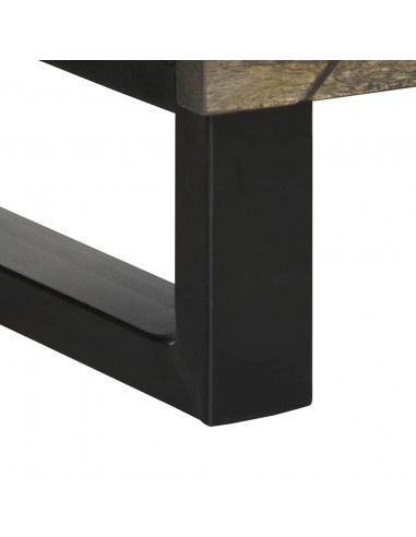 Credenza Nera 40x33x110 cm in Legno Massello di Mango