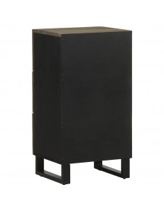 Credenza Nera 40x33x75 cm in Legno Massello di Mango