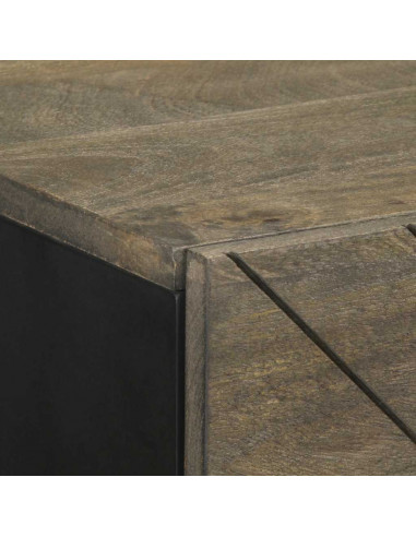 Credenza Nera 40x33x75 cm in Legno Massello di Mango