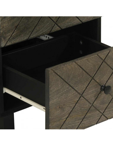 Credenza Nera 40x33x75 cm in Legno Massello di Mango