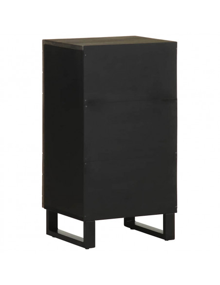 Credenza Nera 40x33x75 cm in Legno Massello di Mango