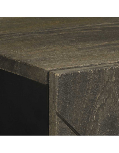 Credenza Nera 40x33x75 cm in Legno Massello di Mango