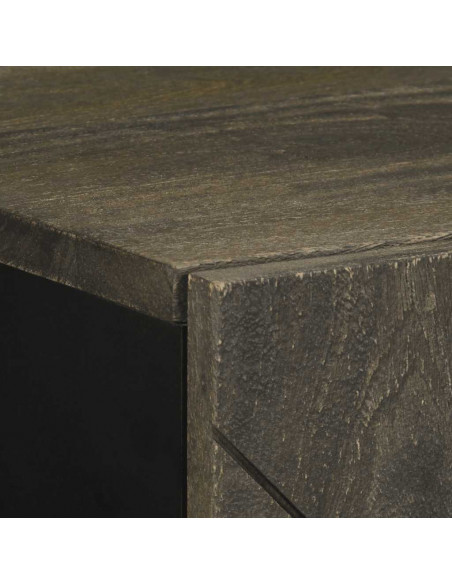 Credenza Nera 40x33x75 cm in Legno Massello di Mango