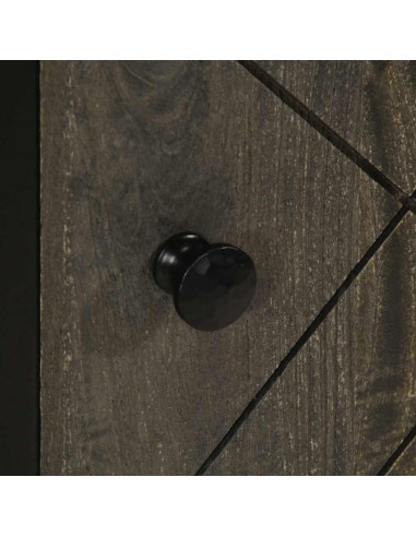 Credenza Nera 40x33x75 cm in Legno Massello di Mango