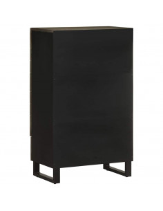 Credenza Nera 60x33x100 cm in Legno Massello di Mango