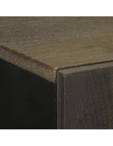 Credenza Nera 60x33x100 cm in Legno Massello di Mango