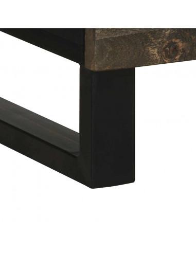 Credenza Nera 60x33x100 cm in Legno Massello di Mango