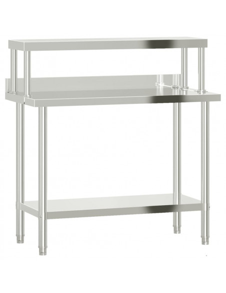 Tavolo Lavoro Cucina con Ripiano 110x55x120 cm Acciaio Inox