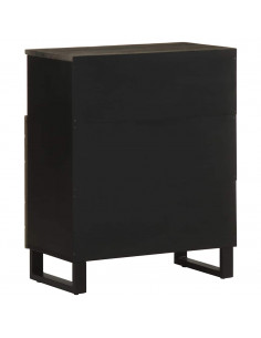 Credenza Nera 60x33x75 cm in Legno Massello di Mango