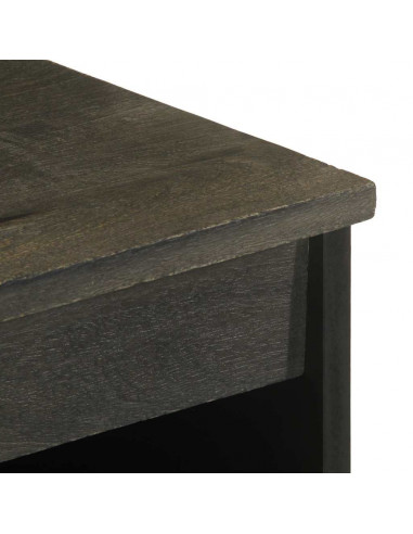 Credenza Nera 60x33x75 cm in Legno Massello di Mango