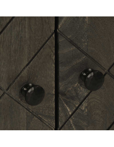 Credenza Nera 60x33x75 cm in Legno Massello di Mango