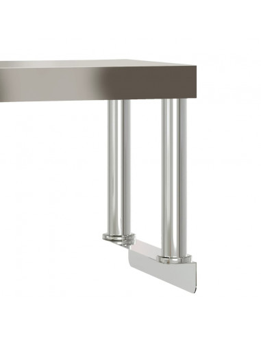 Tavolo Lavoro Cucina con Ripiano 110x55x120 cm Acciaio Inox