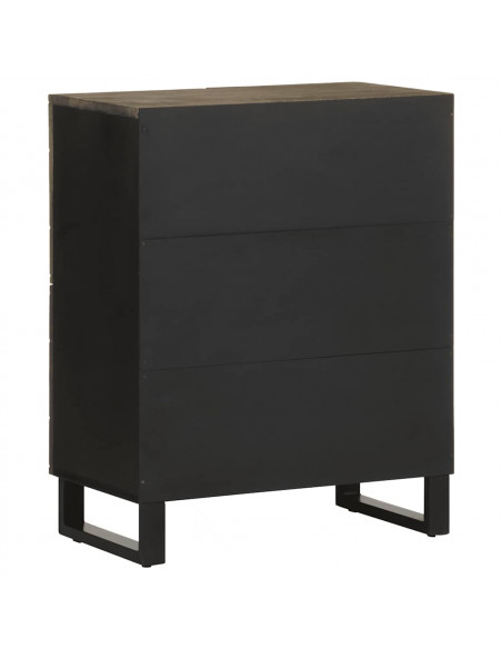 Credenza Nera 60x33x75 cm in Legno Massello di Mango