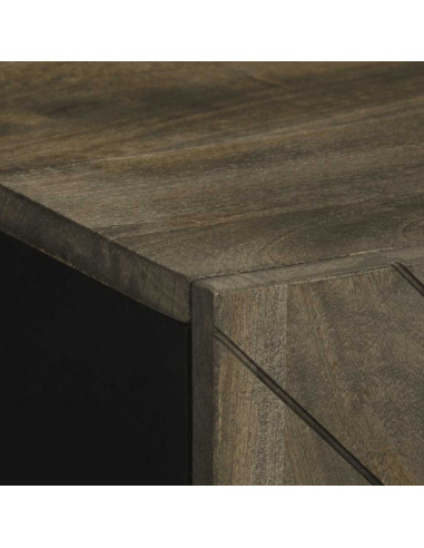 Credenza Nera 60x33x75 cm in Legno Massello di Mango