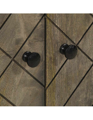 Credenza Nera 60x33x75 cm in Legno Massello di Mango