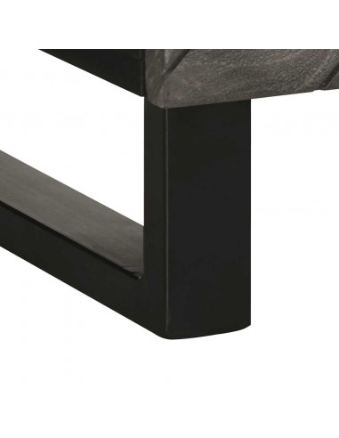 Credenza Nera 60x33x75 cm in Legno Massello di Mango