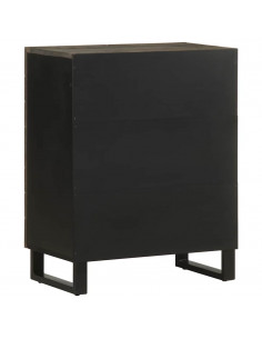 Credenza Nera 60x33x75 cm in Legno Massello di Mango
