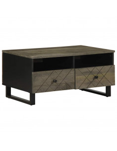 Tavolino da Salotto Nero 80x54x40 cm in Legno Massello di Mango